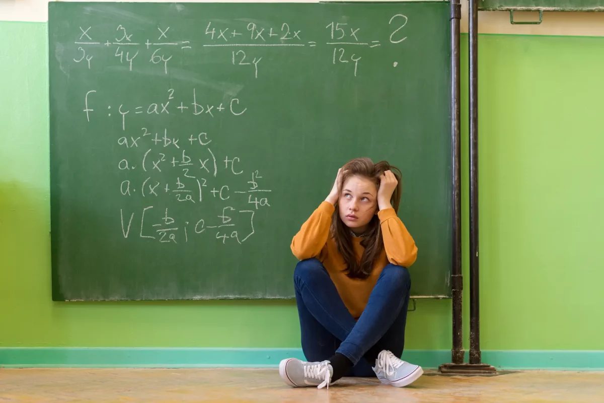 student experiencing math trauma in a classroom