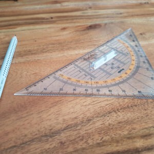 Pencil and Triangular Square for geometry.
