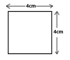Square with sides measured in centimeters