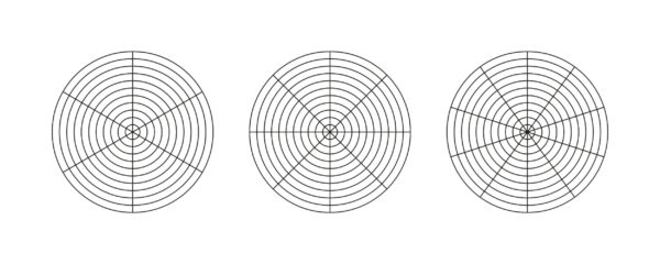 Polar grid with segments, concentric circles