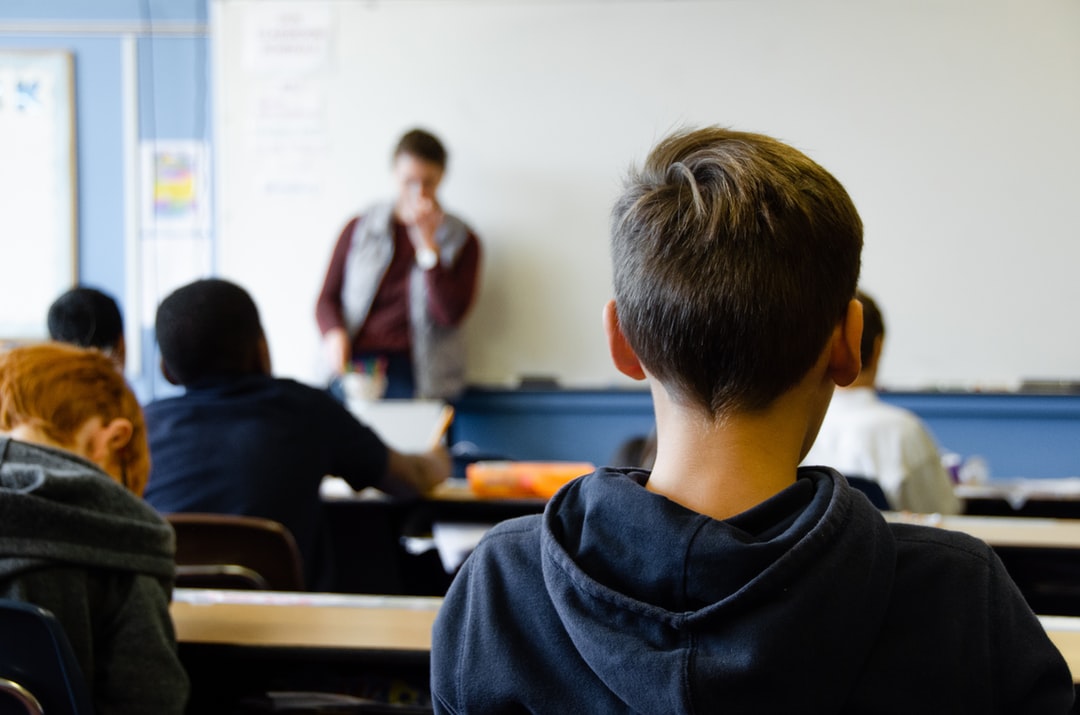 Classroom scene representing 7th grade math instruction