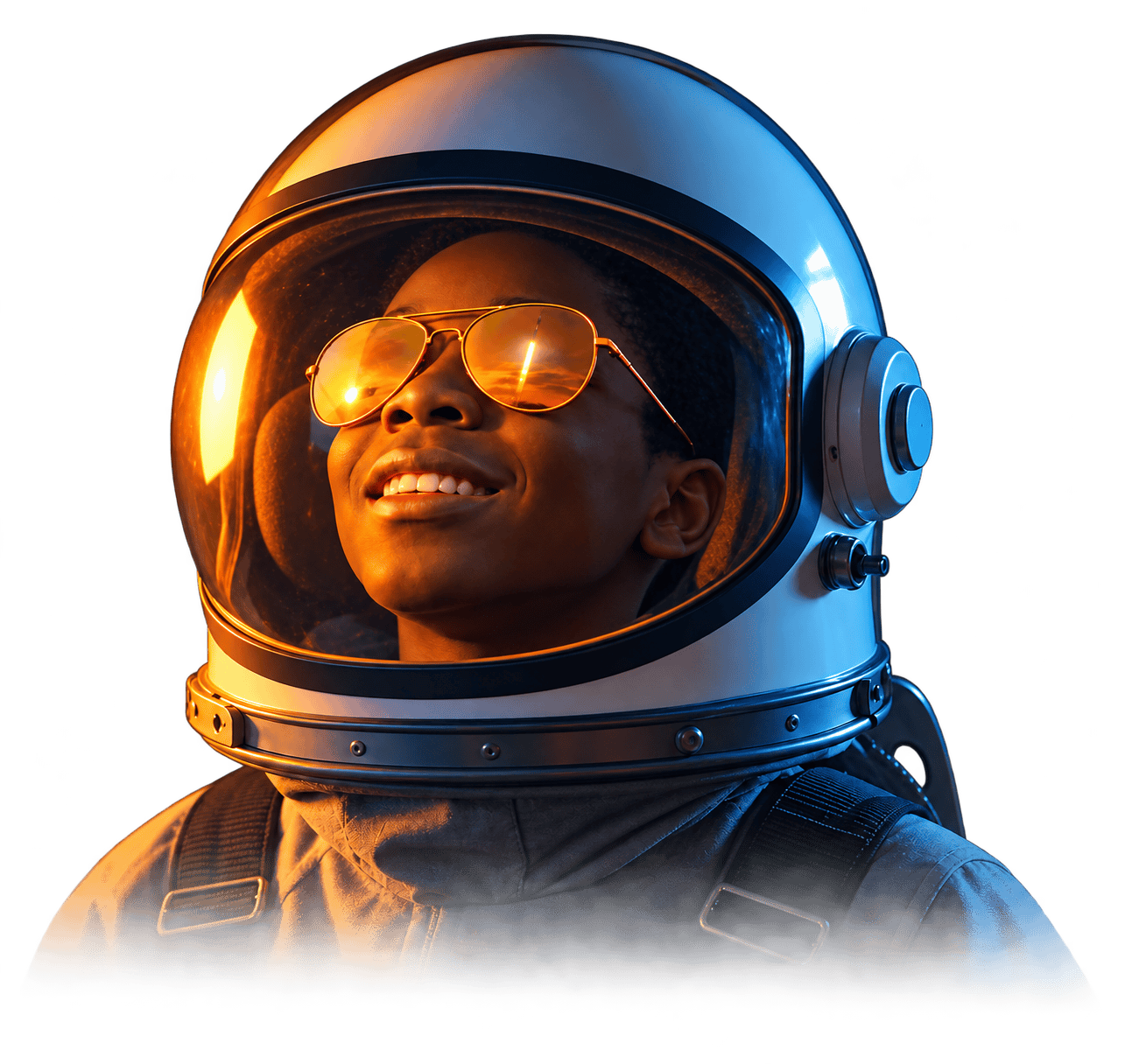 Student-in-astronaut-helmet-with-gold-aviator-sunglasses-looking-up-alexander-tutoring