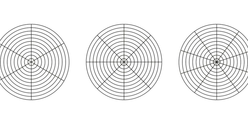 Polar grid with segments, concentric circles