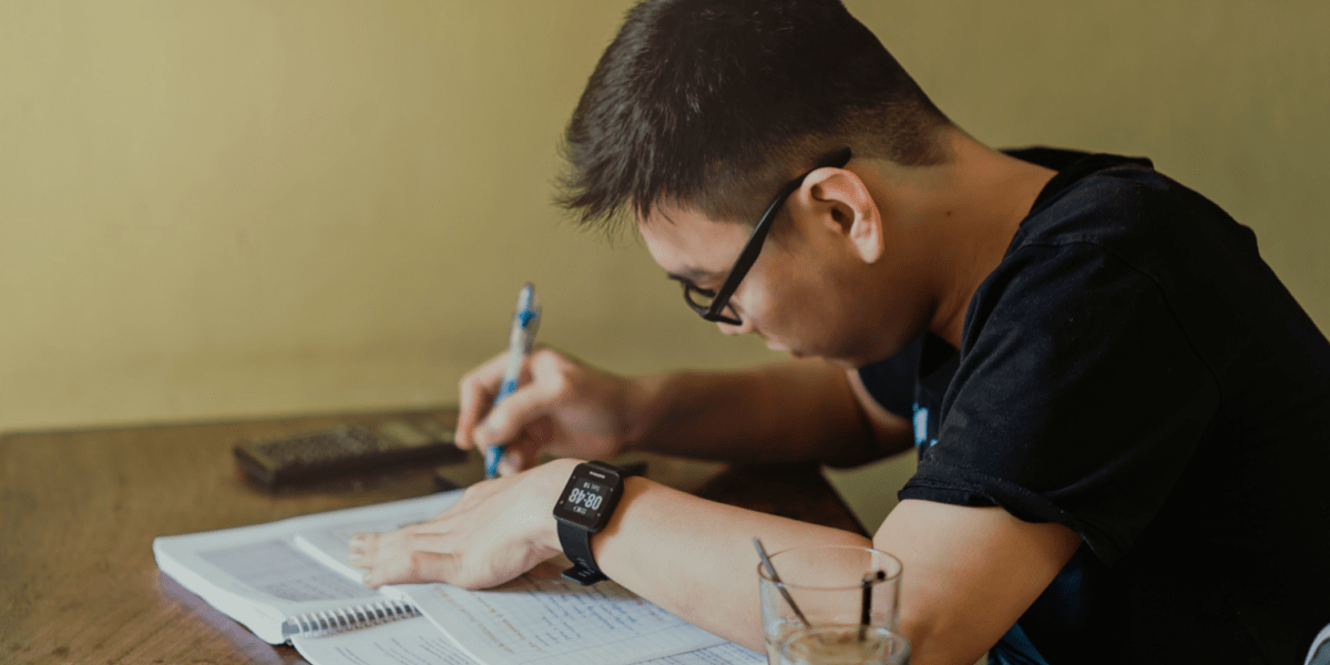 Man concentrating while studying