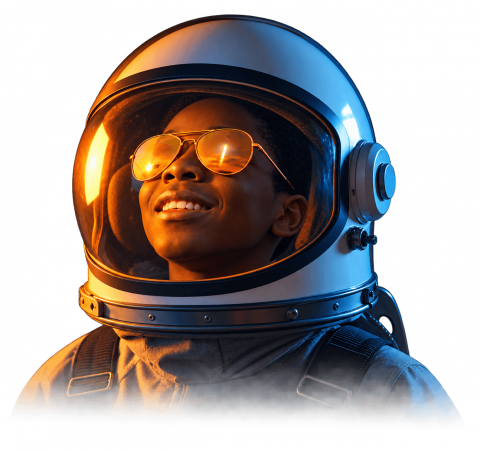 Student-in-astronaut-helmet-with-gold-aviator-sunglasses-looking-up-alexander-tutoring